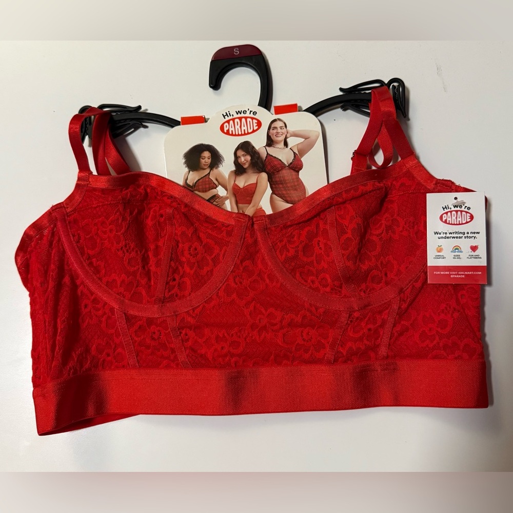 Red Lace Longline Bra-Croquette